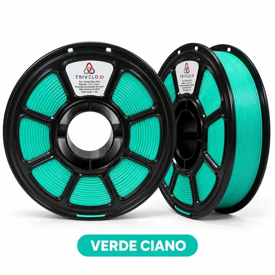Carretel de Filamento PLA Cyan Green 1kg na cor Cyan Green