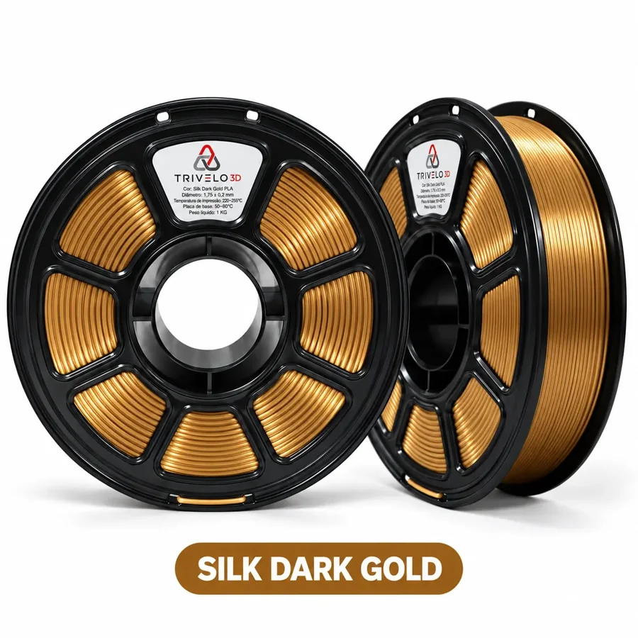 Carretel de Filamento PLA+ Silk Dark Gold 1kg na cor Silk Dark Gold