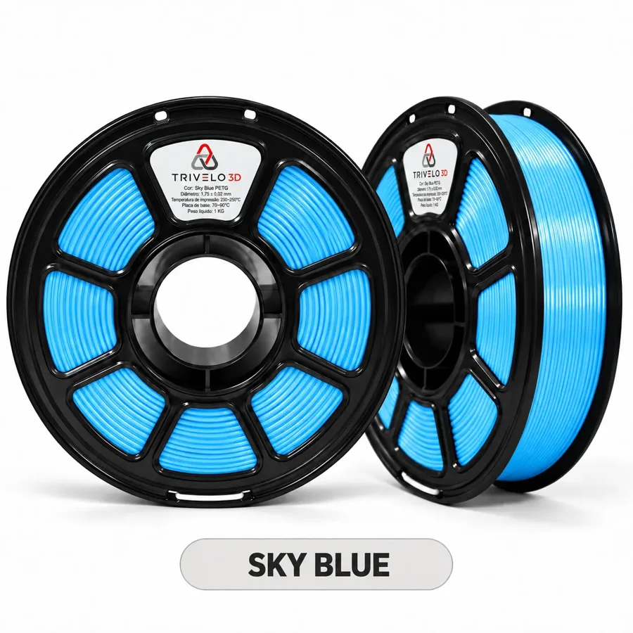 Carretel de Filamento PETG Sky Blue 1kg na cor Sky Blue
