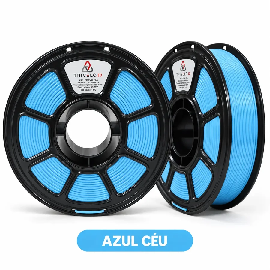 Carretel de Filamento PLA Sky Blue 1kg na cor Sky Blue