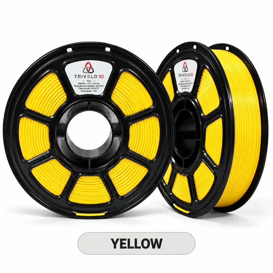 Carretel de Filamento PLA Yellow 1kg na cor Yellow