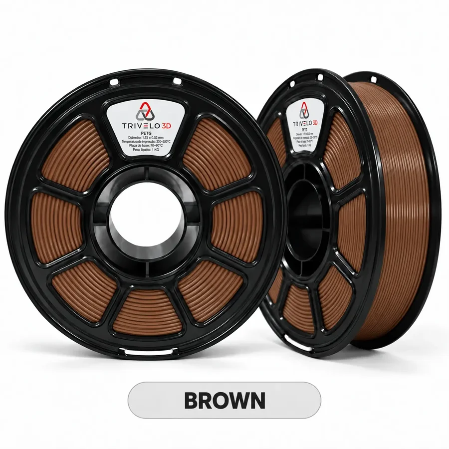 Carretel de Filamento PETG Brown 1kg na cor Brown
