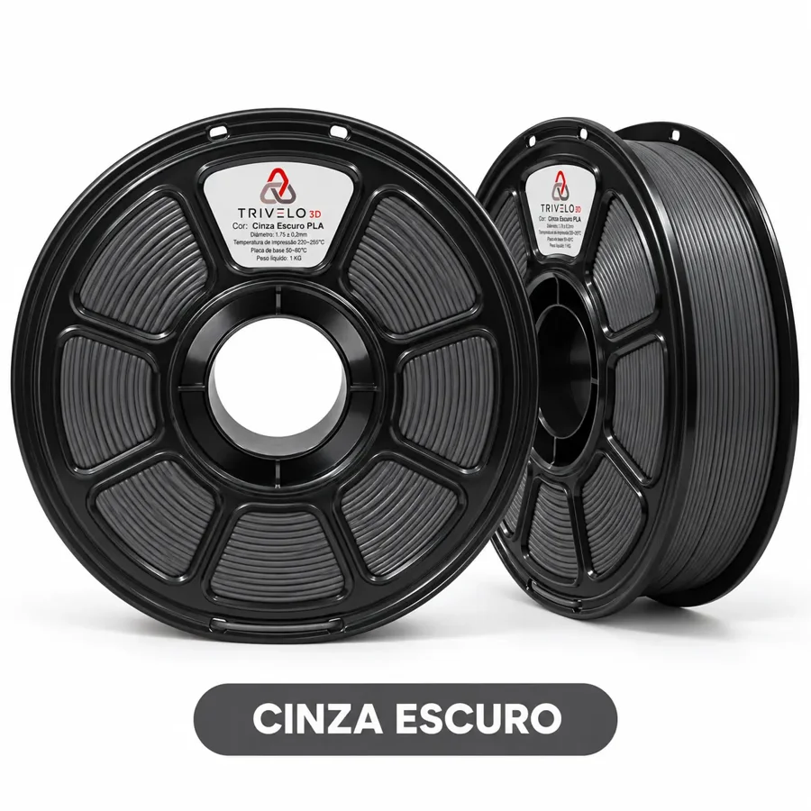 Carretel de Filamento PLA Dark Grey 1kg na cor Dark Grey